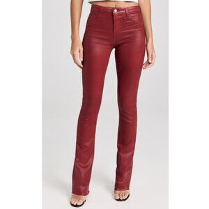 L'AGENCE 'Ruth' Coated High-Rise Straight-Leg Jeans, Dark Bordeaux
